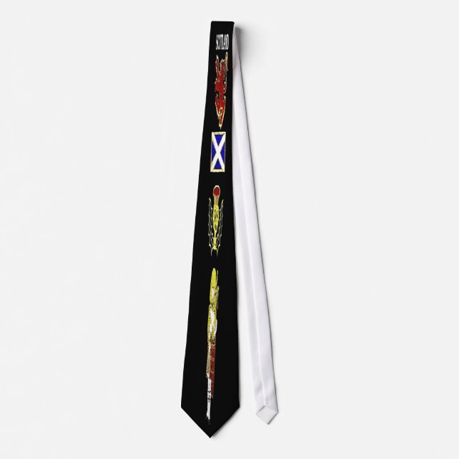 Scottish Lion, Thistle, Flag and Piper in Tartan Tie (Front)