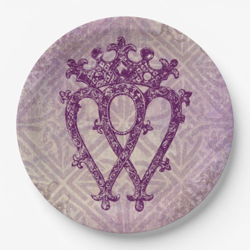 Scottish Luckenbooth Purple Celtic Knot Paper Plates