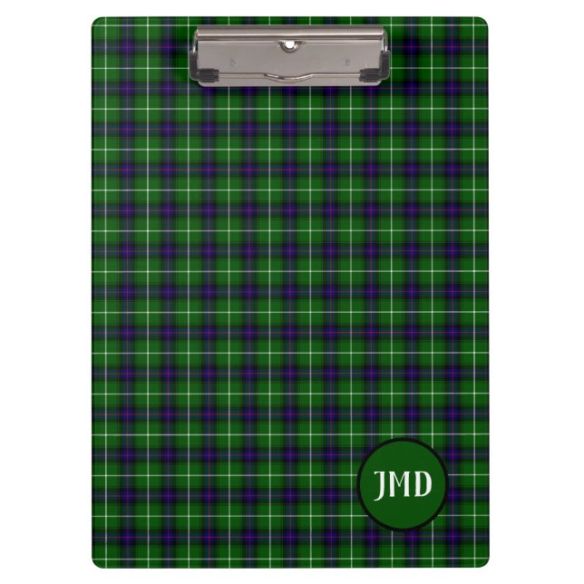 Scottish MacDonald Tartan Monogram  Clipboard (Front)