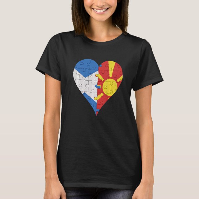 Scottish Macedonian Flag Heart T-Shirt (Front)