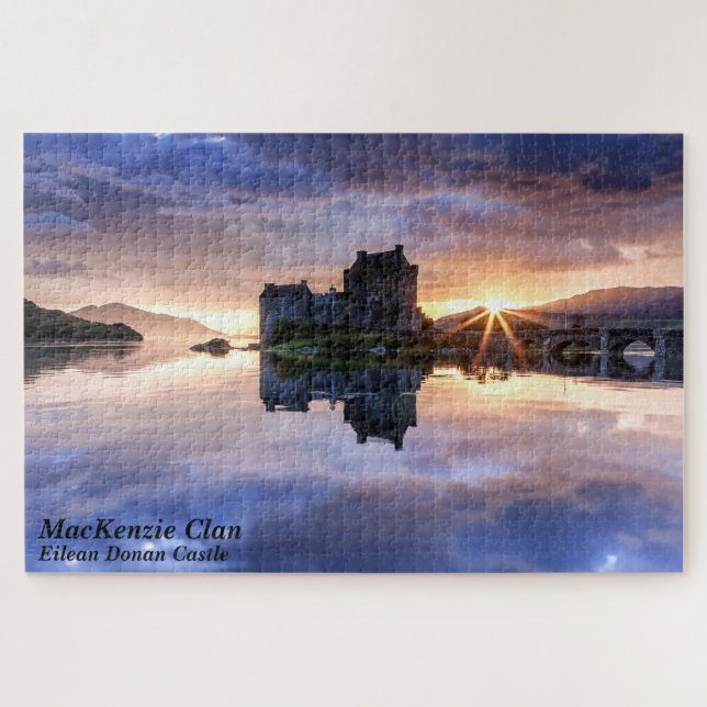Scottish MacKenzie Clan's Castle Sunset Reflection Jigsaw Puzzle (Horizontal)