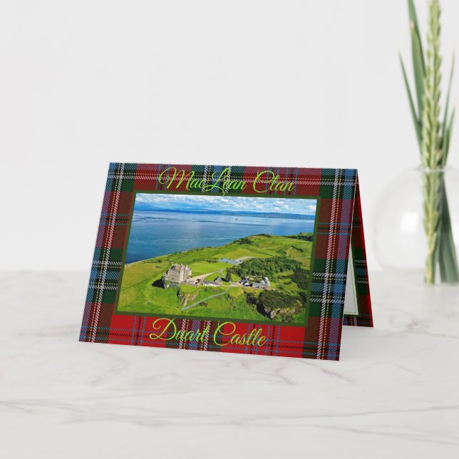 Scottish MacLean Clan Castle, Tartan Greeting Card (Front)