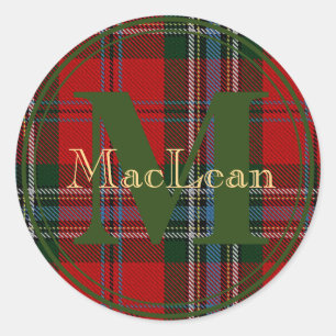 Scottish MacLean Tartan Monogram Gold Name Sticker