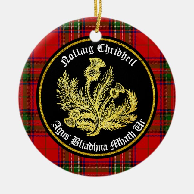 Scottish Merry Christmas and Happy New Year Ceramic Ornament (Front)