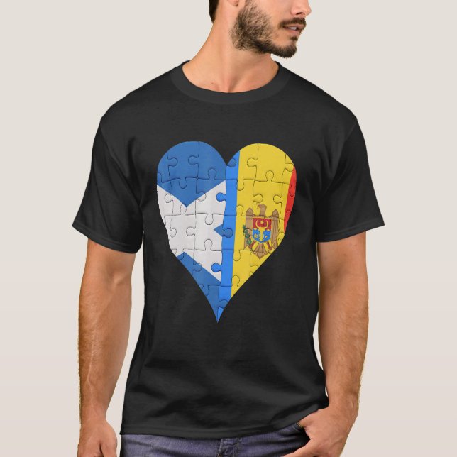 Scottish Moldovan Flag Heart T-Shirt (Front)