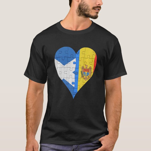 Scottish Moldovan Flag Heart T-Shirt (Front)