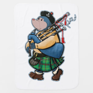 Scottish Mole Of Kintyre Marching With Bagpipes Baby Blanket