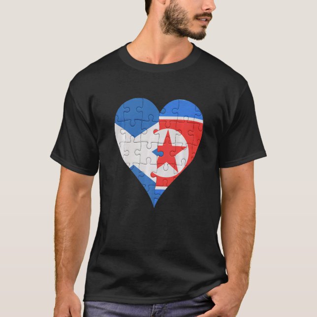 Scottish North Korean Flag Heart T-Shirt (Front)