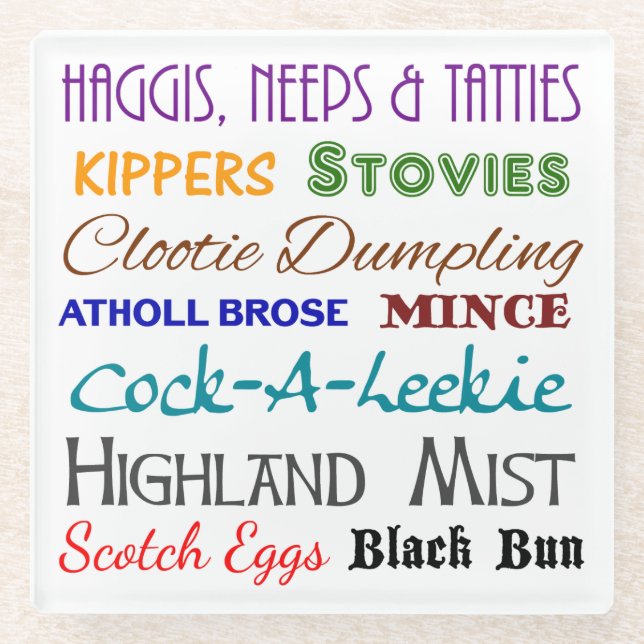 Scottish Nosh - Food from Scotland - Glass Coaster (Front)