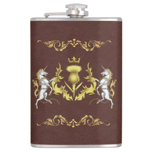 Scottish Personalized Golden Thistle Flask