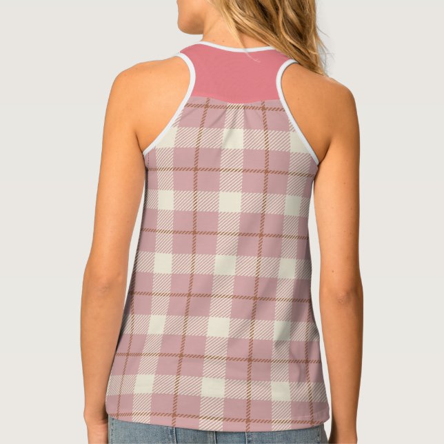 Scottish Pink and White Tartan Women's Tank Top (Back)