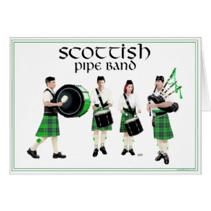 Scottish Pipe Band - Green Kilts Cards