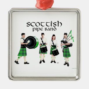 Scottish Pipe Band - Green Kilts Metal Ornament