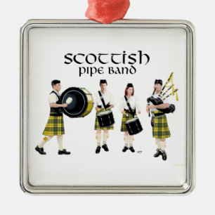 Scottish Pipe Band - Yellow/Black Metal Ornament