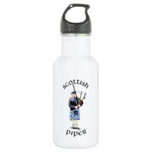 Scottish Piper - Blue Plaid Stainless Steel Water Bottle