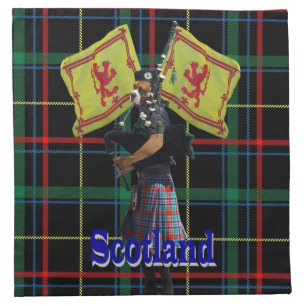 Scottish piper on tartan napkin
