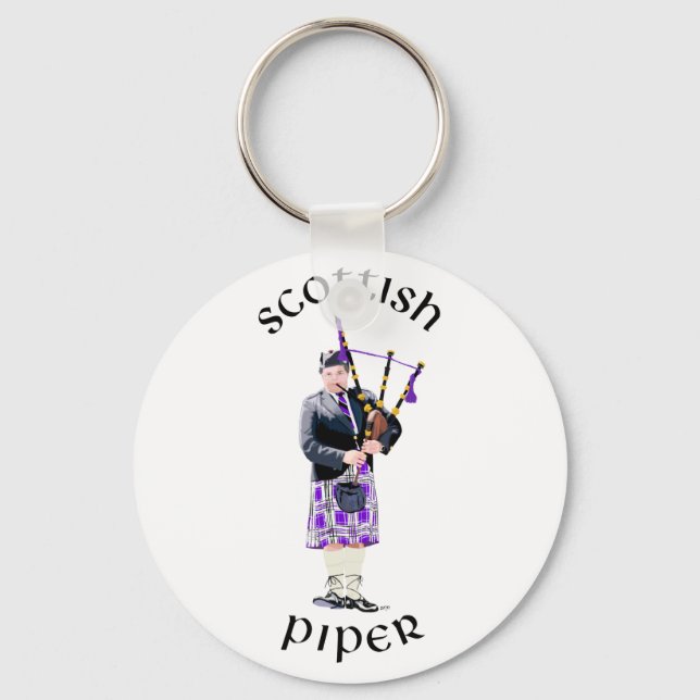 Scottish Piper - Purple Keychain (Front)