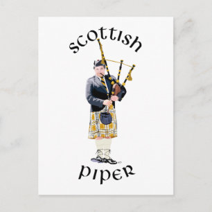 Scottish Piper - Tan Kilt Postcard