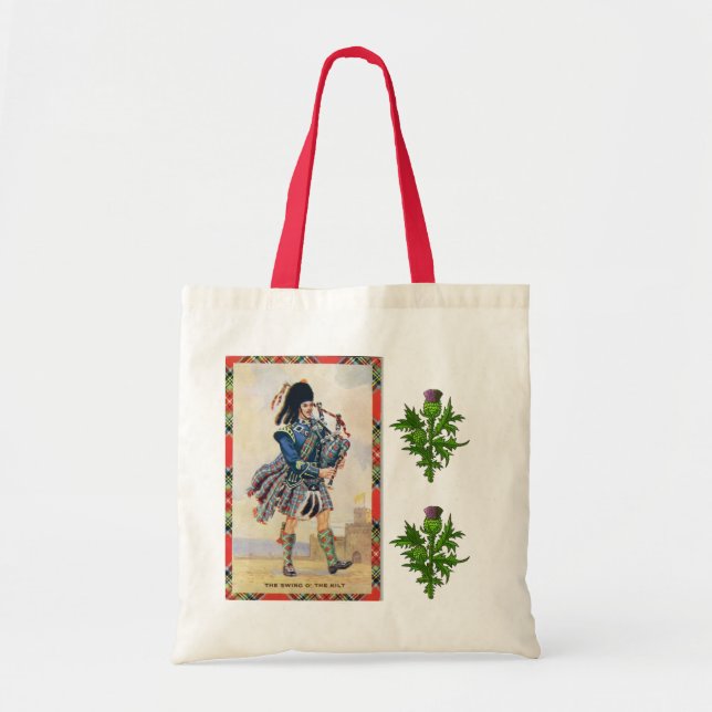 Scottish piper, the Swing of the kilt Tote Bag (Front)