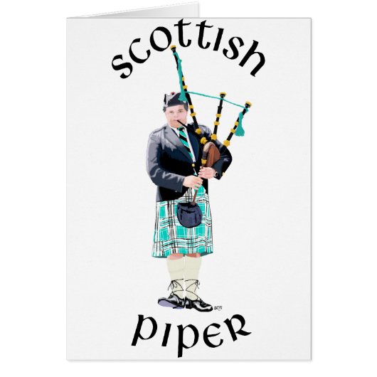 Scottish Piper - Turquoise Cards (Front)