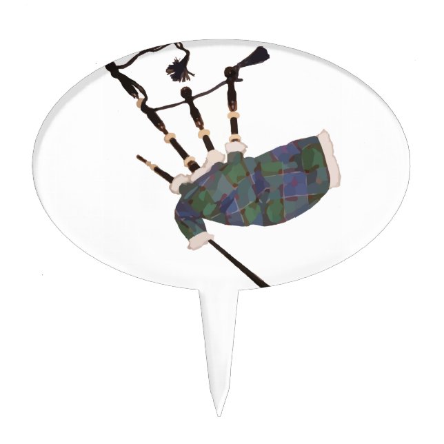scottish plaid bagpipes cake topper (Front)