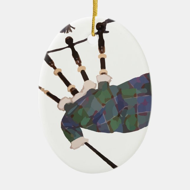scottish plaid bagpipes ceramic ornament (Front)