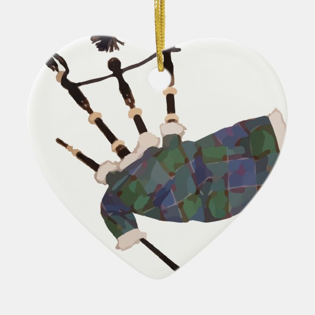 scottish plaid bagpipes ceramic ornament (Front)