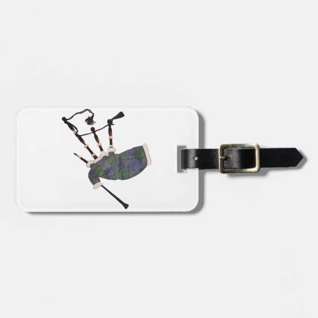 scottish plaid bagpipes luggage tag (Front Horizontal)