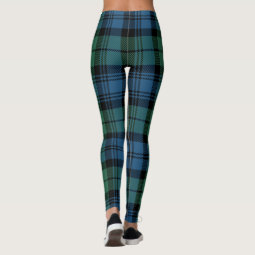 Scottish Plaid Clan Campbell Green Blue Tartan Leggings | Zazzle