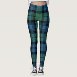 Scottish Plaid Clan Campbell Green Blue Tartan Leggings | Zazzle