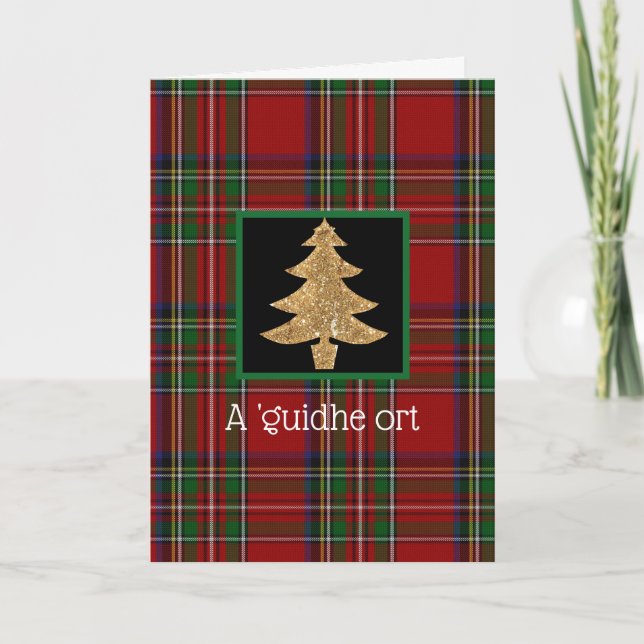 Scottish Plaid Gaelic Greeting Photo Christmas Holiday Card (Front)