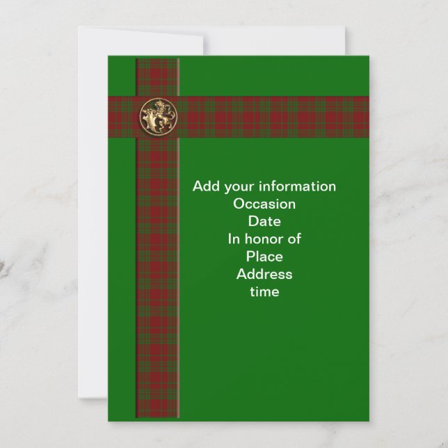 Scottish plaid lion Invitation (Front)