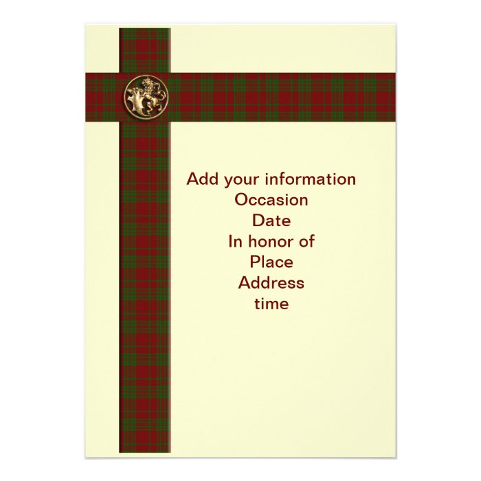 Scottish plaid lion Invitation for man