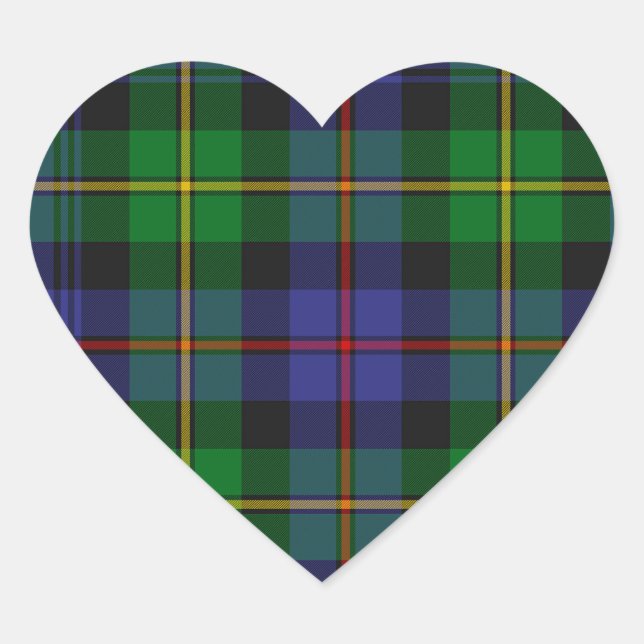 Scottish Plaid Pattern Heart Sticker (Front)