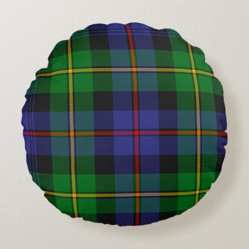 Scottish Plaid Pattern Round Pillow