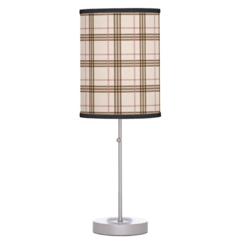 Scottish plaid pattern tartan beige brown red table lamp