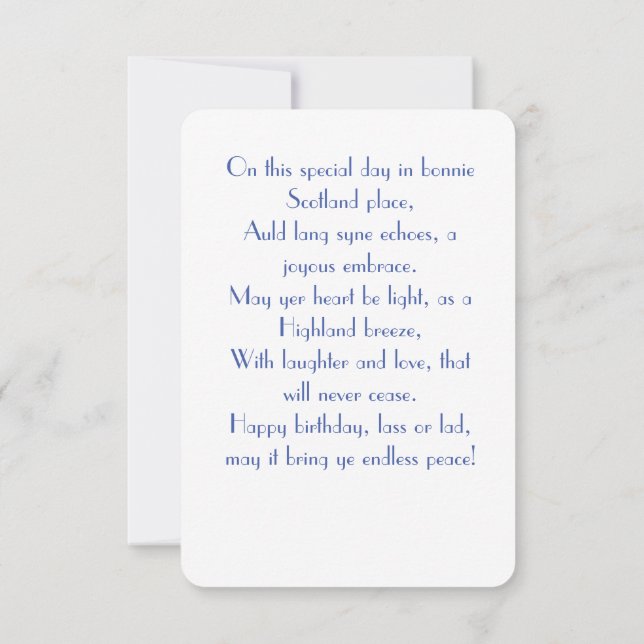 Scottish Poem Birthday Card (Back)