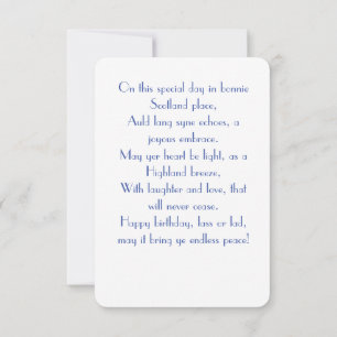 Scottish Poem Birthday Card