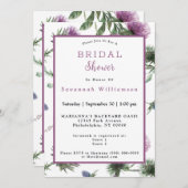 Scottish Purple Thistle Watercolor Bridal Shower  Invitation (Front/Back)