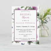 Scottish Purple Thistle Watercolor Bridal Shower  Invitation (Standing Front)