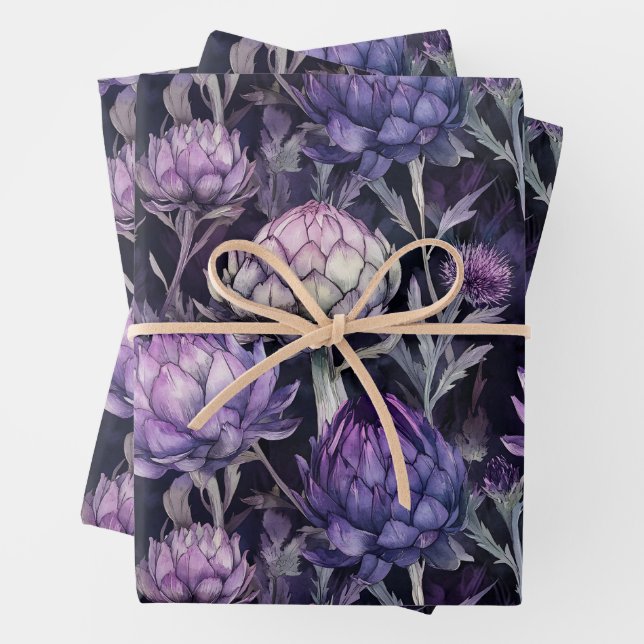 Scottish Purple Wrapping Paper Sheets (In situ)