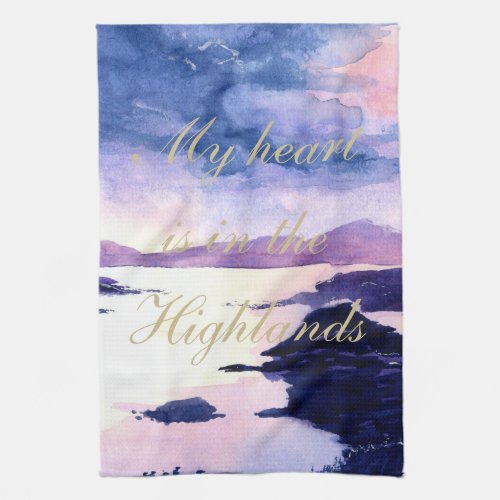 Scottish Quote Purple Watercolour Tea Towel