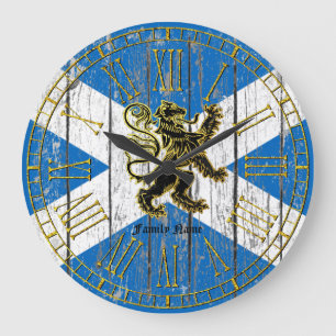 Scottish Rampant Flag Personalize Large Clock