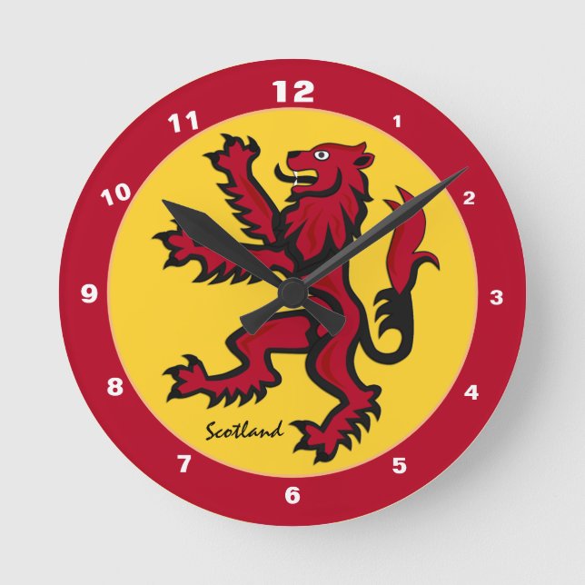 Scottish Rampant Flag & vintage Scotland /patriots Round Clock (Front)