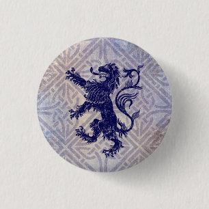 Scottish Rampant Lion Navy Blue Celtic Knot Button