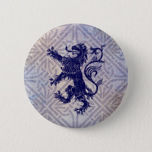 Scottish Rampant Lion Navy Blue Celtic Knot Button