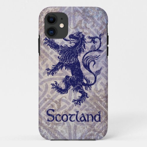 Scottish Rampant Lion Navy Blue Celtic Knot iPhone 11 Case