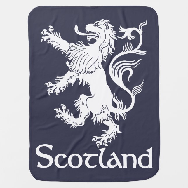 Scottish Rampant Lion Navy Blue Receiving Blanket (Front)