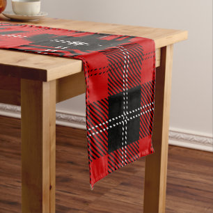 Scottish Red And Black Tartan Long Table Runner