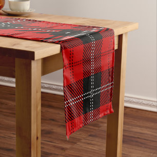 Scottish Red And Black Tartan Short Table Runner